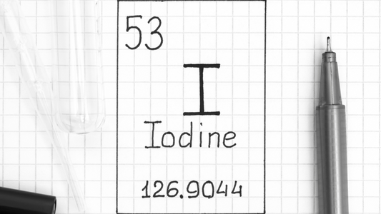 Elemental iodine mineral crystals, the raw form behind iodine, iodide, Betadine and aqueous iodine