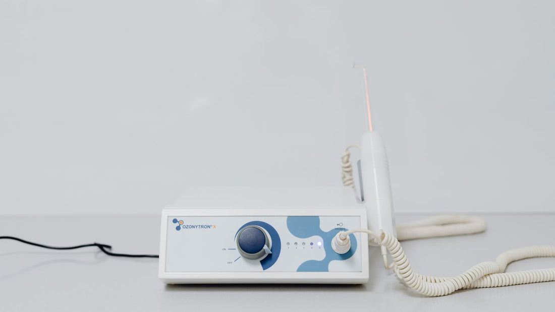Clinical treatment device in a modern clinic room