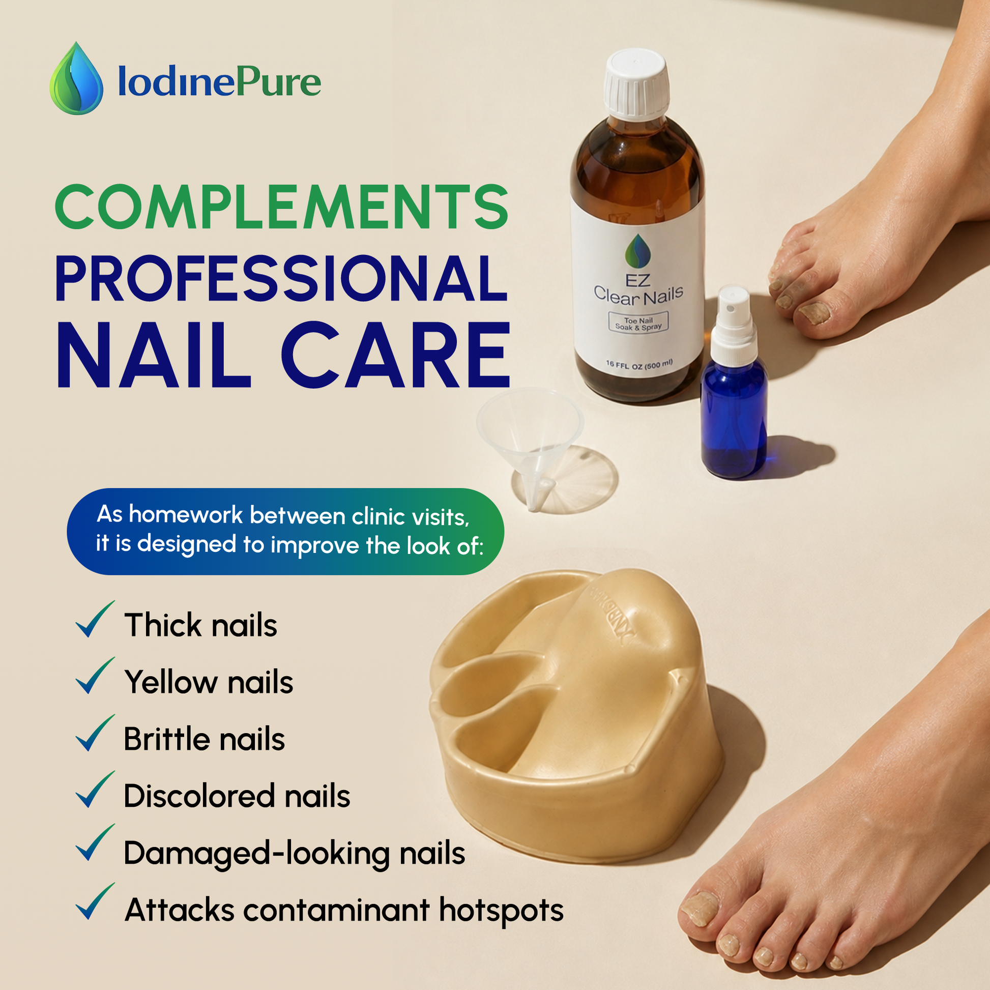 Complements professional nail care between clinic visits, designed to improve the look of thick, yellow, brittle and discolored nails