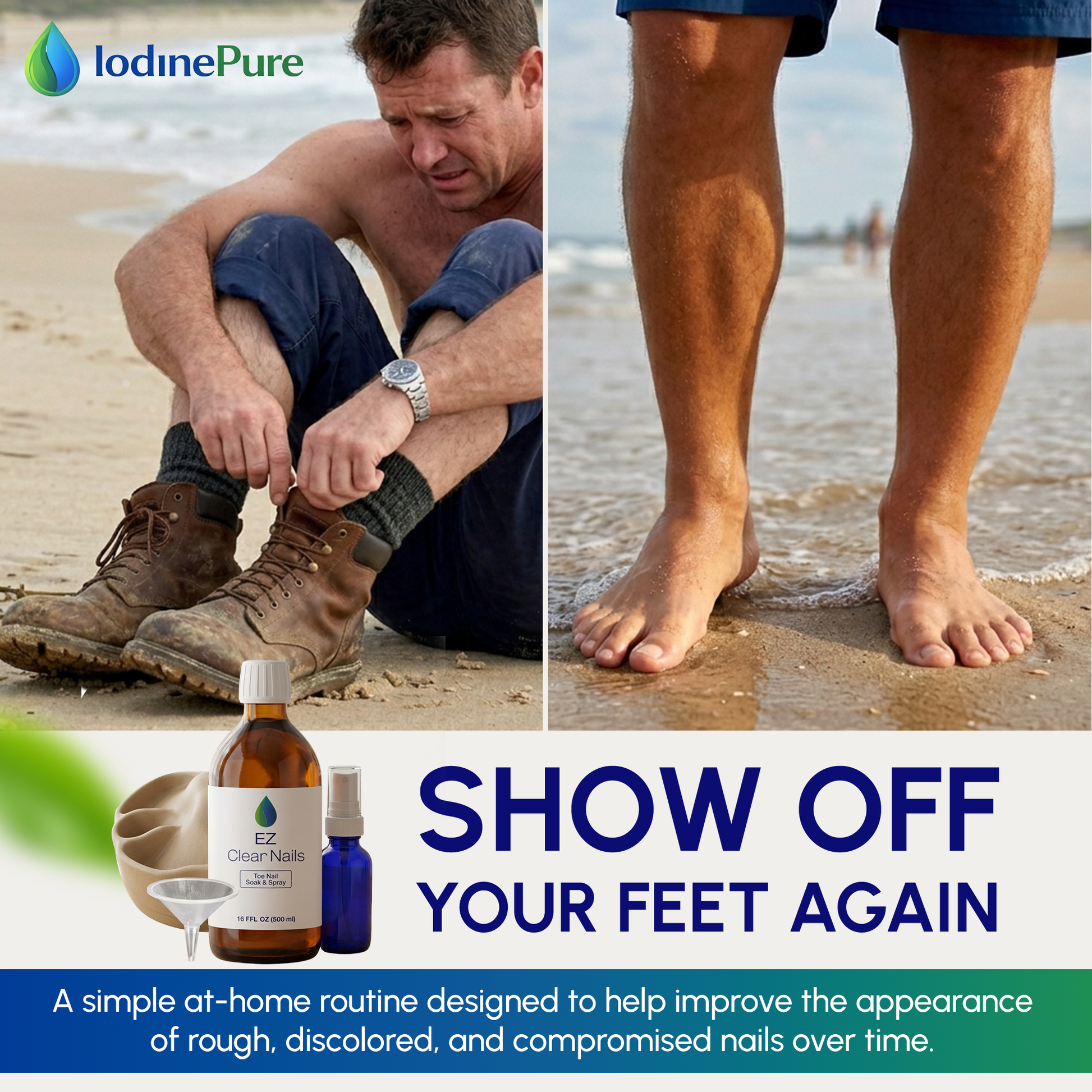 Show off your feet again, a simple at home routine designed to help improve the appearance of rough, discolored and compromised nails