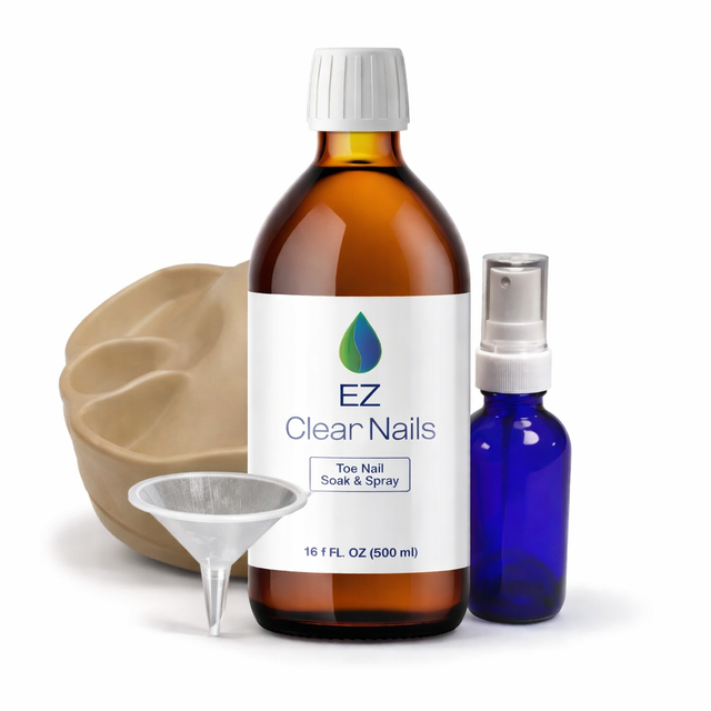 IodinePure EZ Clear Nails Starter Kit with 500ml solution, soak tray, 30ml spray bottle and funnel