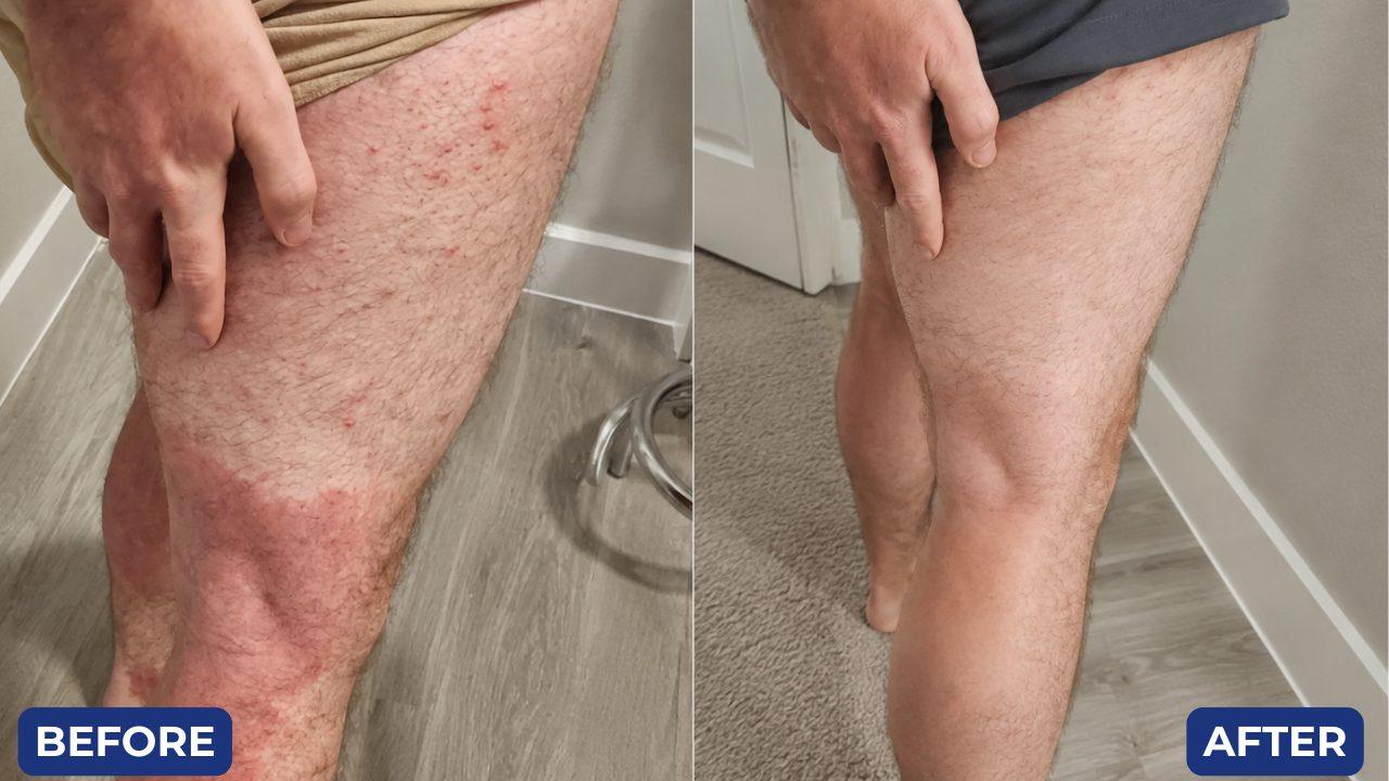 Before and after, rash