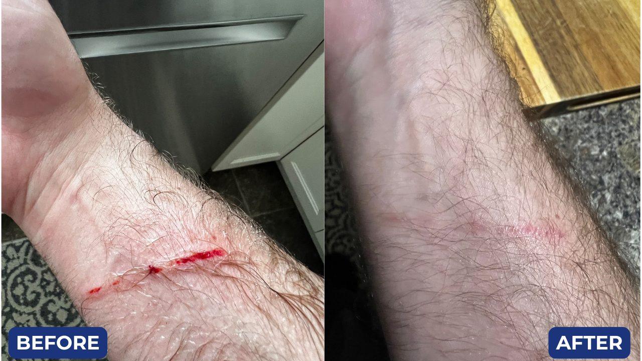 Before and after, cut